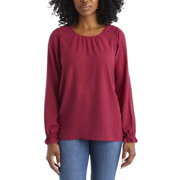 Jessica Simpson Women's Plus Size XXL Red (Dark Fuschia) Long Sleeve Blouse Top - Picture 1 of 5